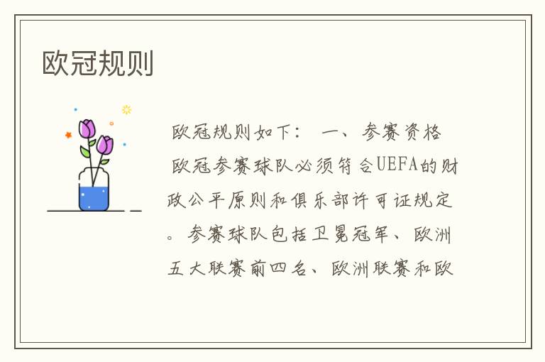 欧冠规则