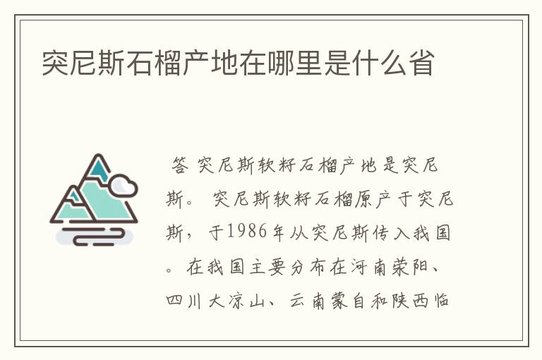 突尼斯石榴产地在哪里是什么省