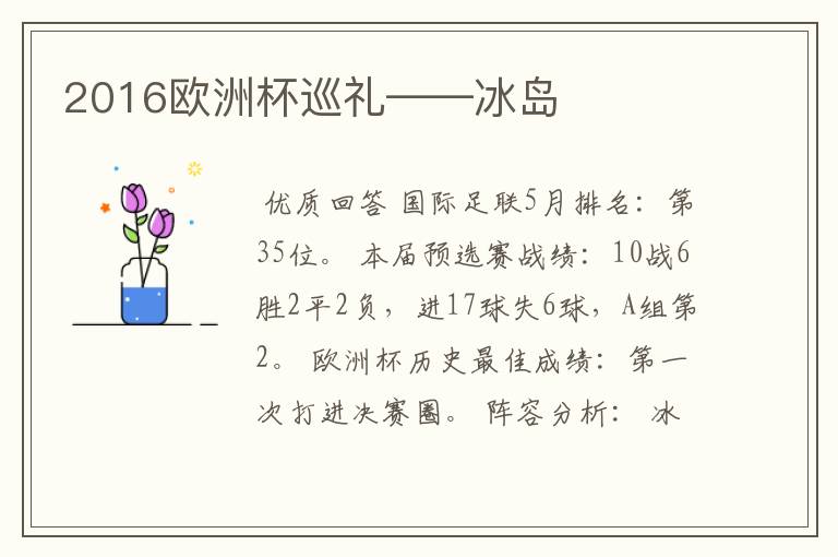 2016欧洲杯巡礼——冰岛