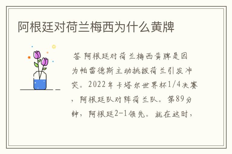 阿根廷对荷兰梅西为什么黄牌