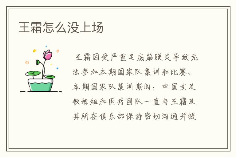 王霜怎么没上场