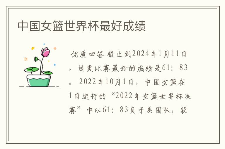 中国女篮世界杯最好成绩