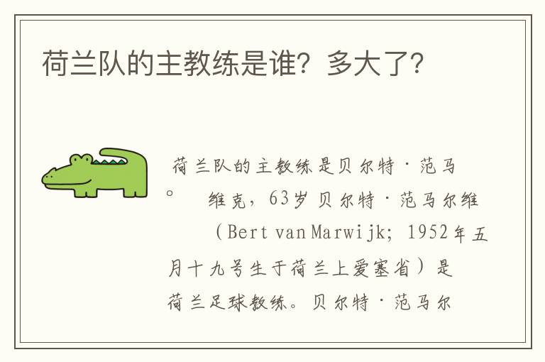 荷兰队的主教练是谁？多大了？