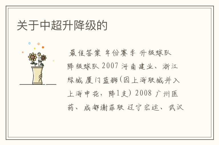 关于中超升降级的