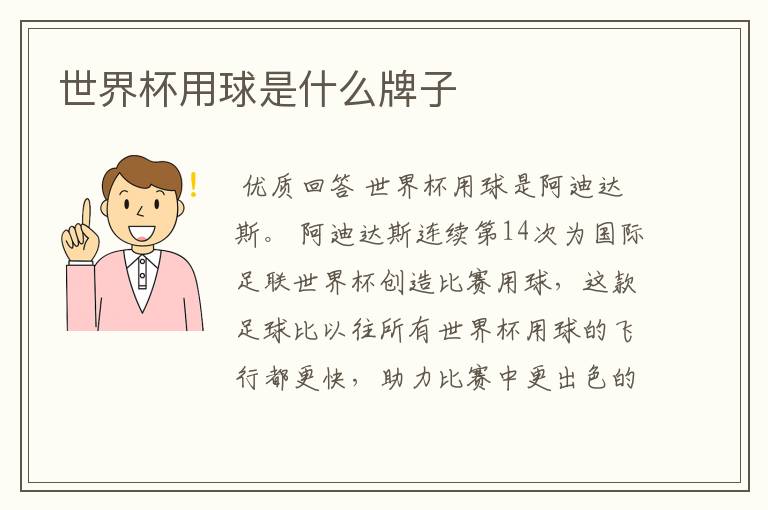 世界杯用球是什么牌子