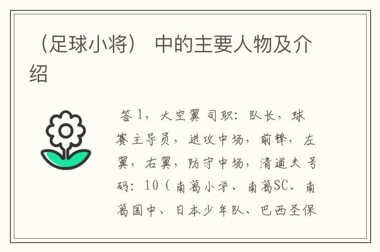 (足球小将) 中的主要人物及介绍