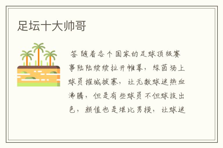 足坛十大帅哥