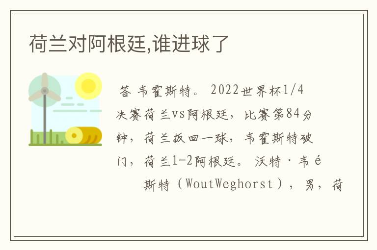 荷兰对阿根廷,谁进球了