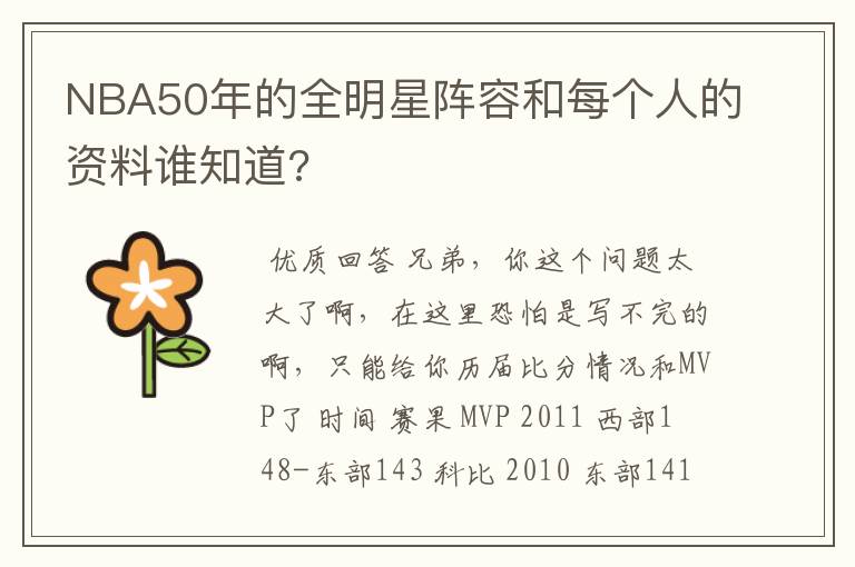 NBA50年的全明星阵容和每个人的资料谁知道?