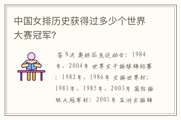 中国女排历史获得过多少个世界大赛冠军?