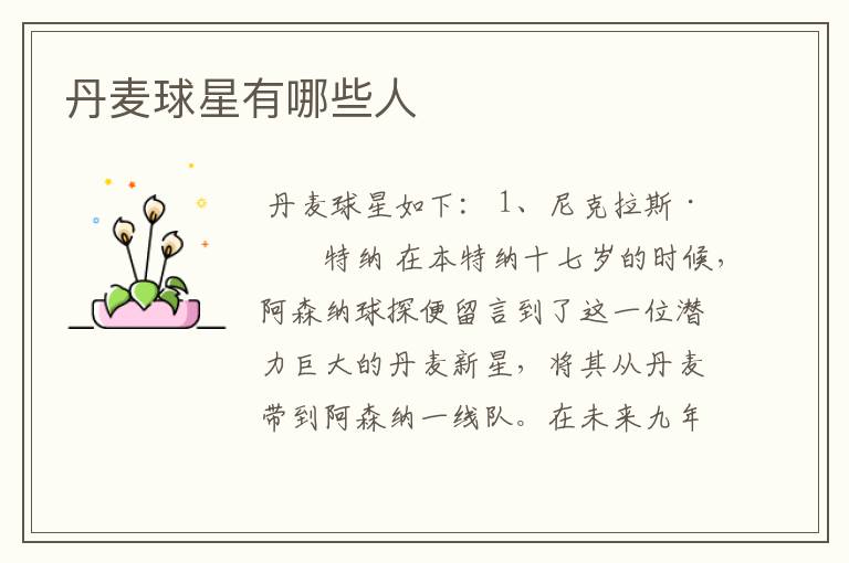 丹麦球星有哪些人