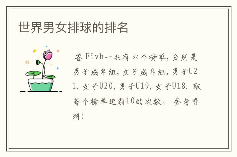 世界男女排球的排名