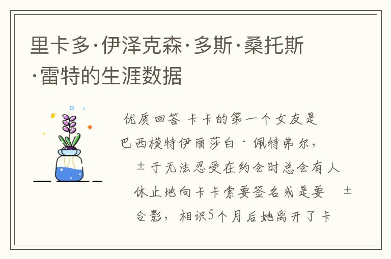 里卡多·伊泽克森·多斯·桑托斯·雷特的生涯数据