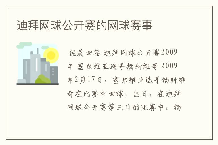 迪拜网球公开赛的网球赛事