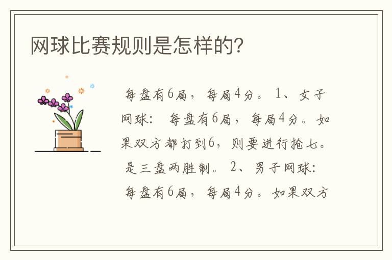 网球比赛规则是怎样的?