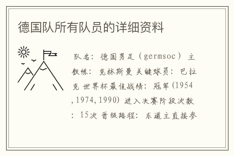 德国队所有队员的详细资料