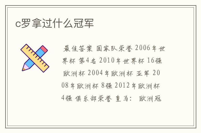 c罗拿过什么冠军