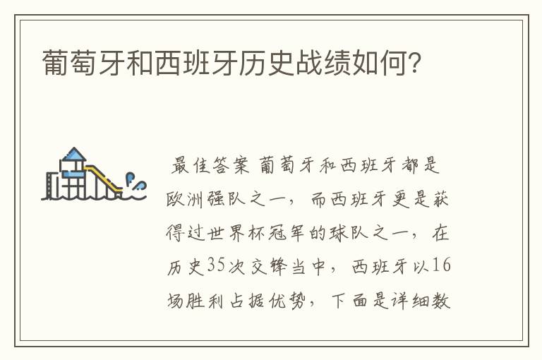 葡萄牙和西班牙历史战绩如何?