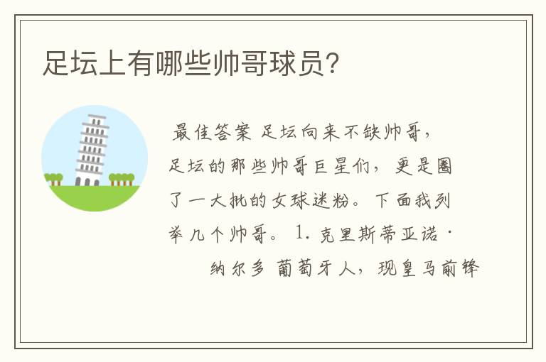 足坛上有哪些帅哥球员?