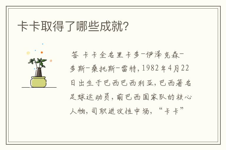 卡卡取得了哪些成就?