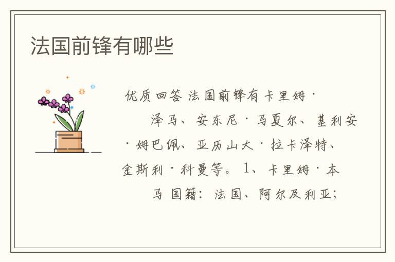 法国前锋有哪些