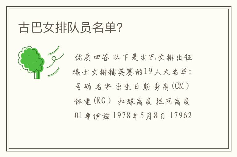 古巴女排队员名单?
