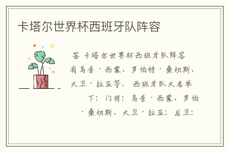 卡塔尔世界杯西班牙队阵容