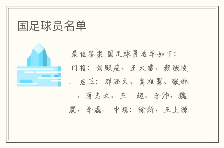 国足球员名单