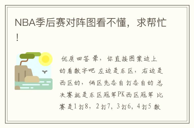 NBA季后赛对阵图看不懂,求帮忙!