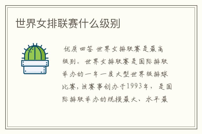 世界女排联赛什么级别