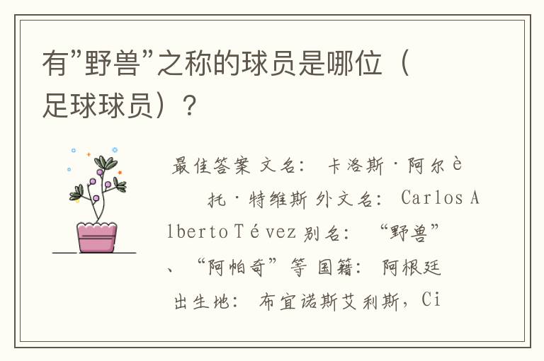 有”野兽”之称的球员是哪位(足球球员)?
