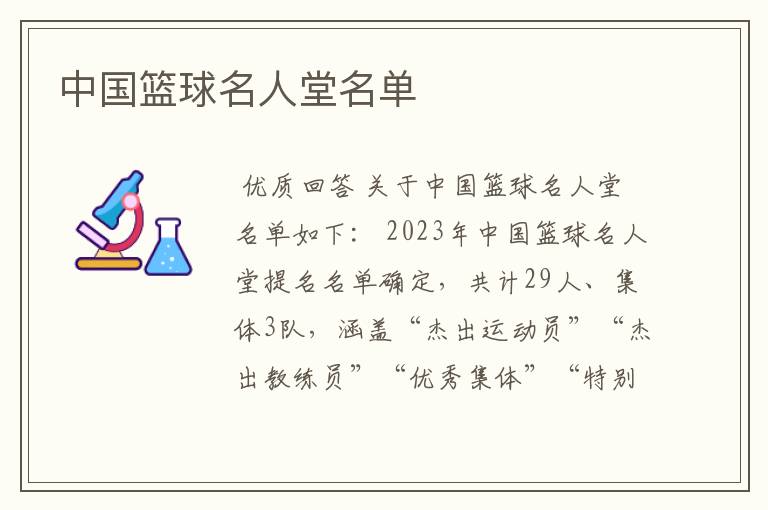 中国篮球名人堂名单