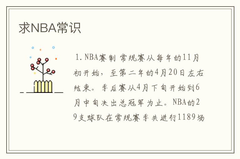 求NBA常识