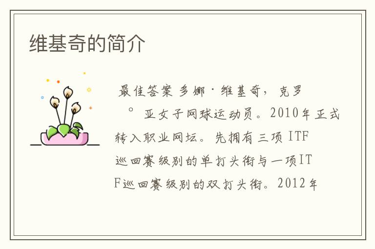 维基奇的简介