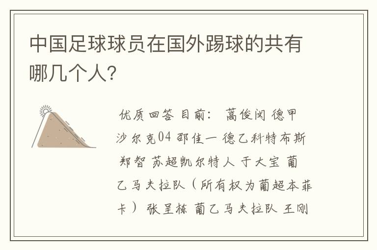 中国足球球员在国外踢球的共有哪几个人?