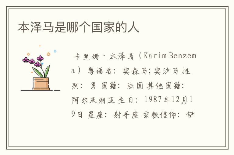 本泽马是哪个国家的人
