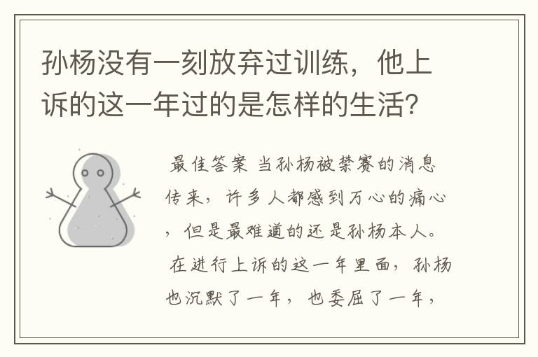孙杨没有一刻放弃过训练,他上诉的这一年过的是怎样的生活?