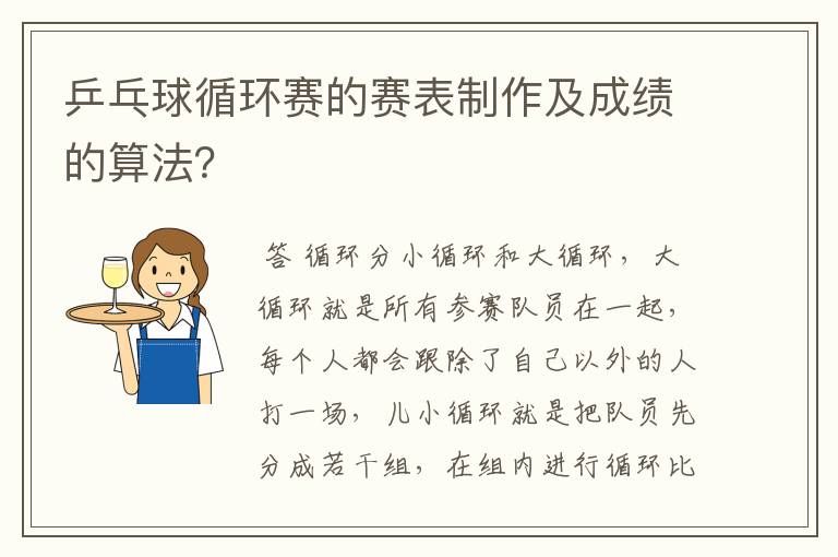 乒乓球循环赛的赛表制作及成绩的算法?