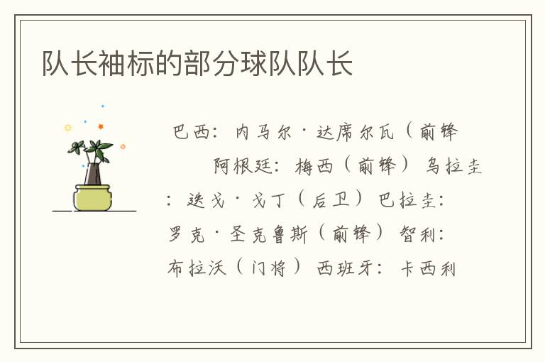 队长袖标的部分球队队长