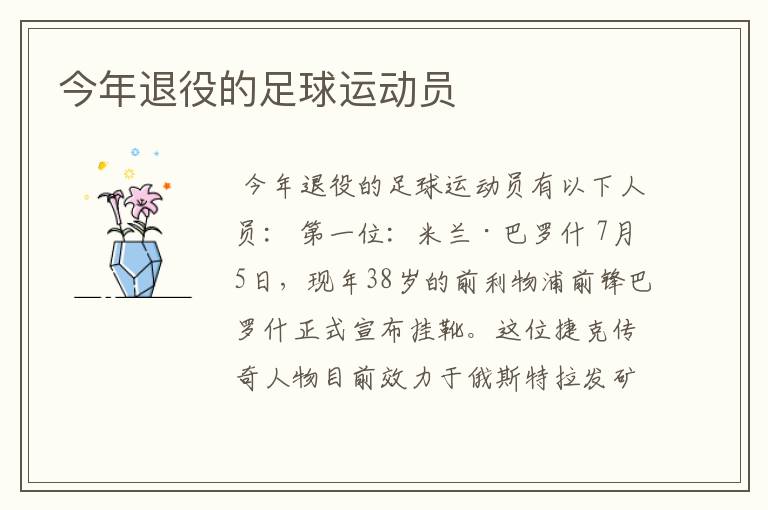 今年退役的足球运动员