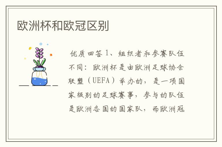 欧洲杯和欧冠区别