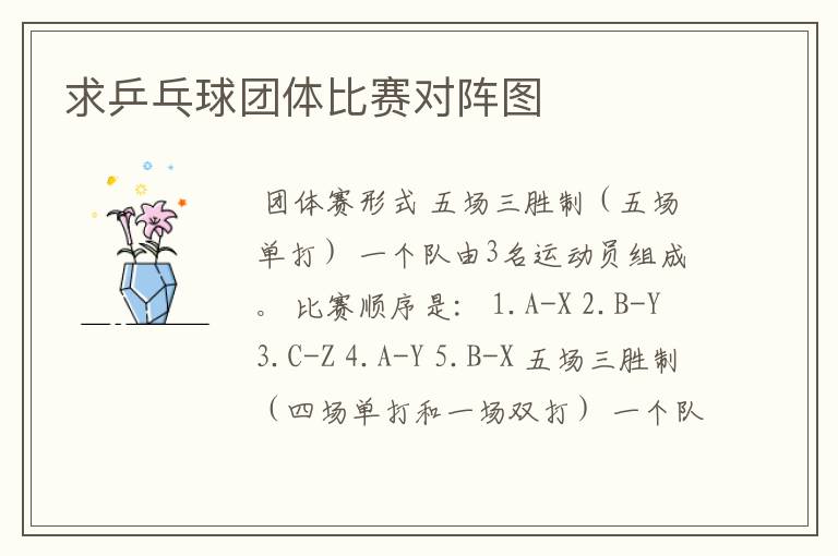 求乒乓球团体比赛对阵图