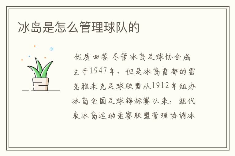 冰岛是怎么管理球队的