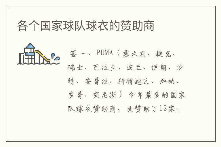 各个国家球队球衣的赞助商