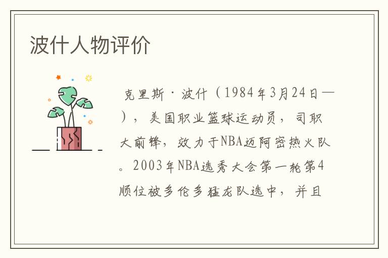 波什人物评价