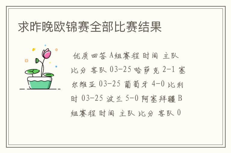 求昨晚欧锦赛全部比赛结果
