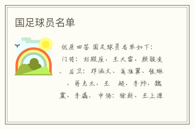 国足球员名单