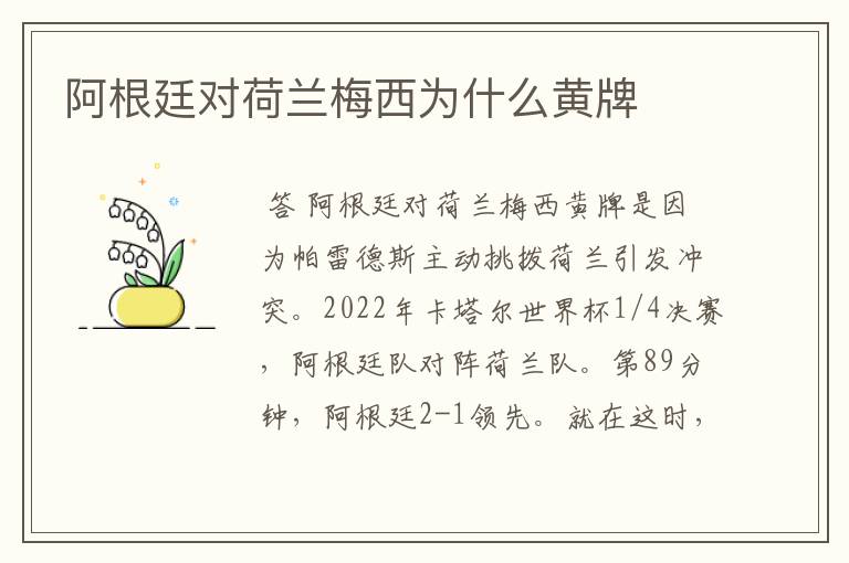 阿根廷对荷兰梅西为什么黄牌