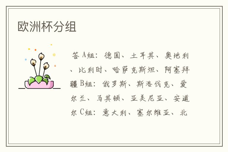 欧洲杯分组