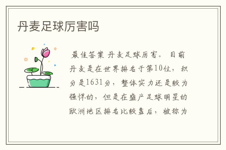 丹麦足球厉害吗